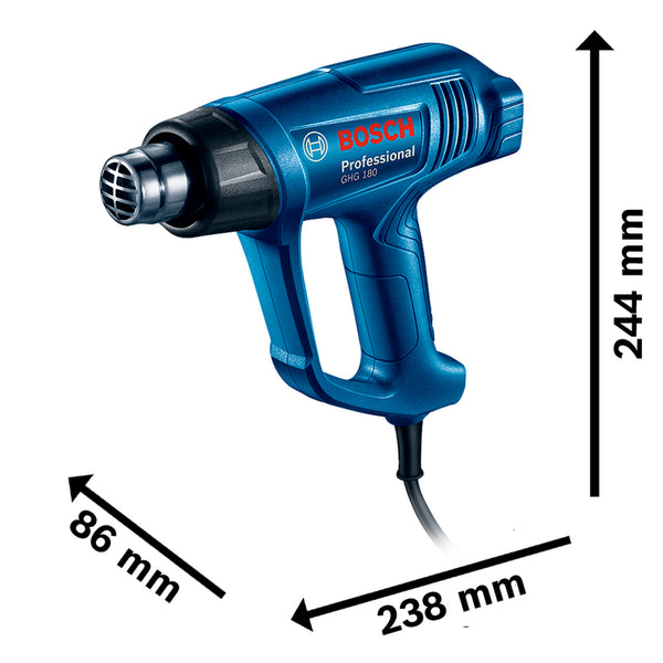 Pistola de calor Bosch GHG 180 EXP – dimensiones