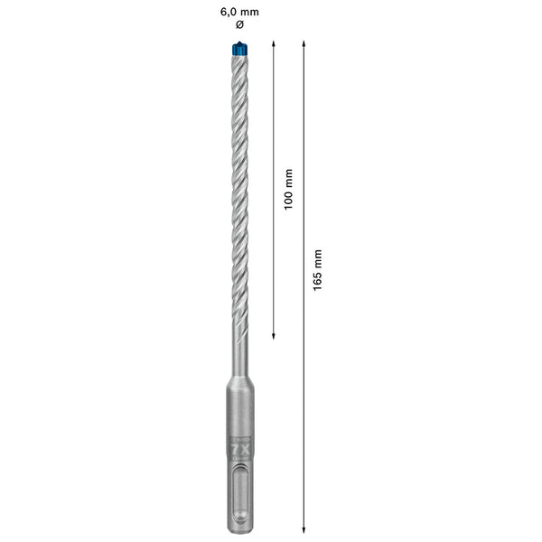 Broca BOSCH SDS-Plus-7X 6x100x165mm