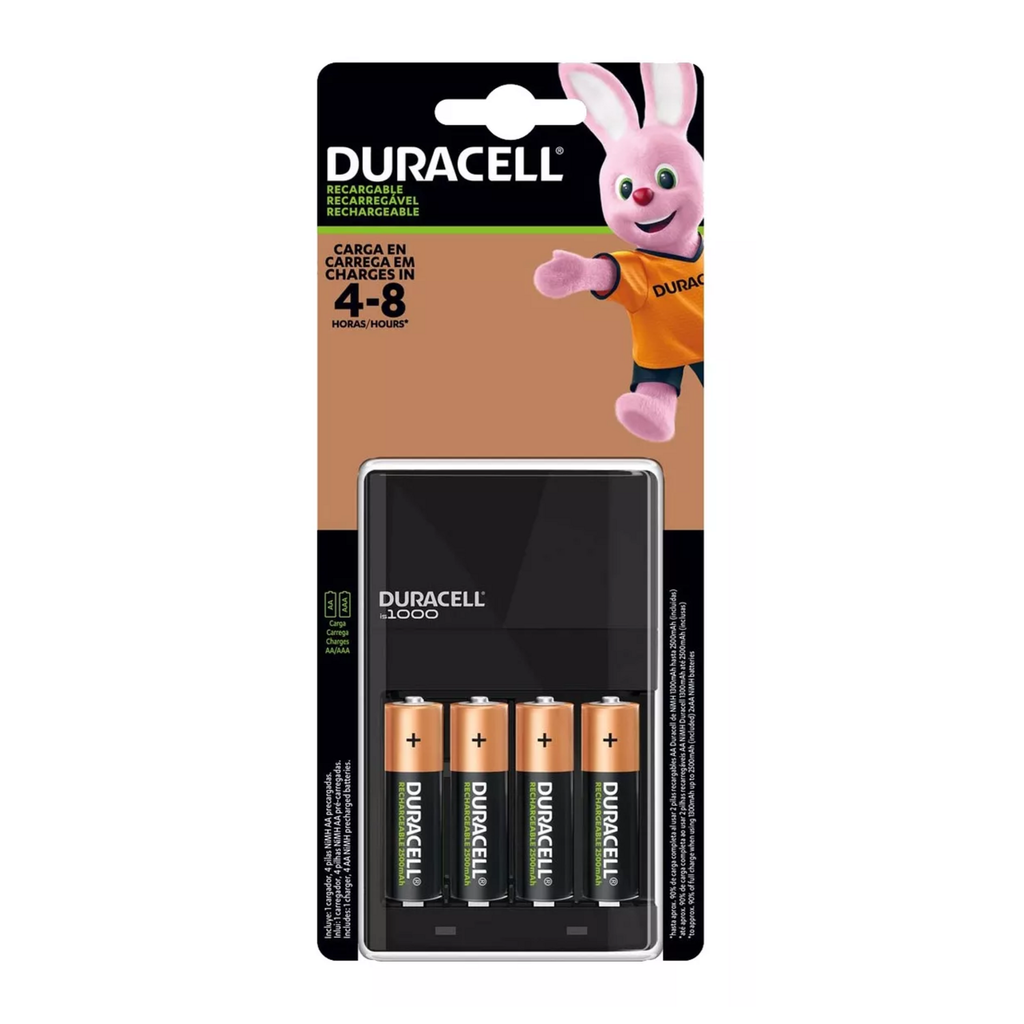 Cargador de Pilas Duracell + 4 Pilas Recargables AA
