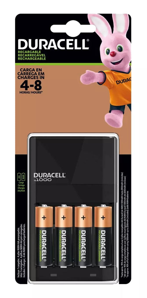 Cargador de Pilas Duracell + 4 Pilas Recargables AA