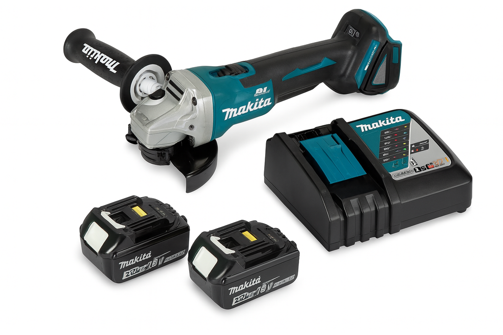 Esmeril angular inalámbrico Makita DGA458 RFE-3 2 baterías 3.0Ah + cargador