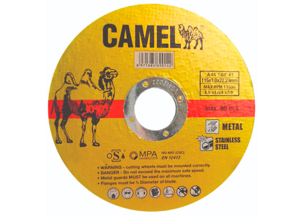 Disco de Corte para Metal e Inox CAMEL A46 - 115mm x 1mm (Paquete de 50 Unidades)