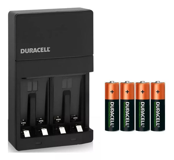 Cargador de Pilas Duracell + 4 Pilas Recargables AA