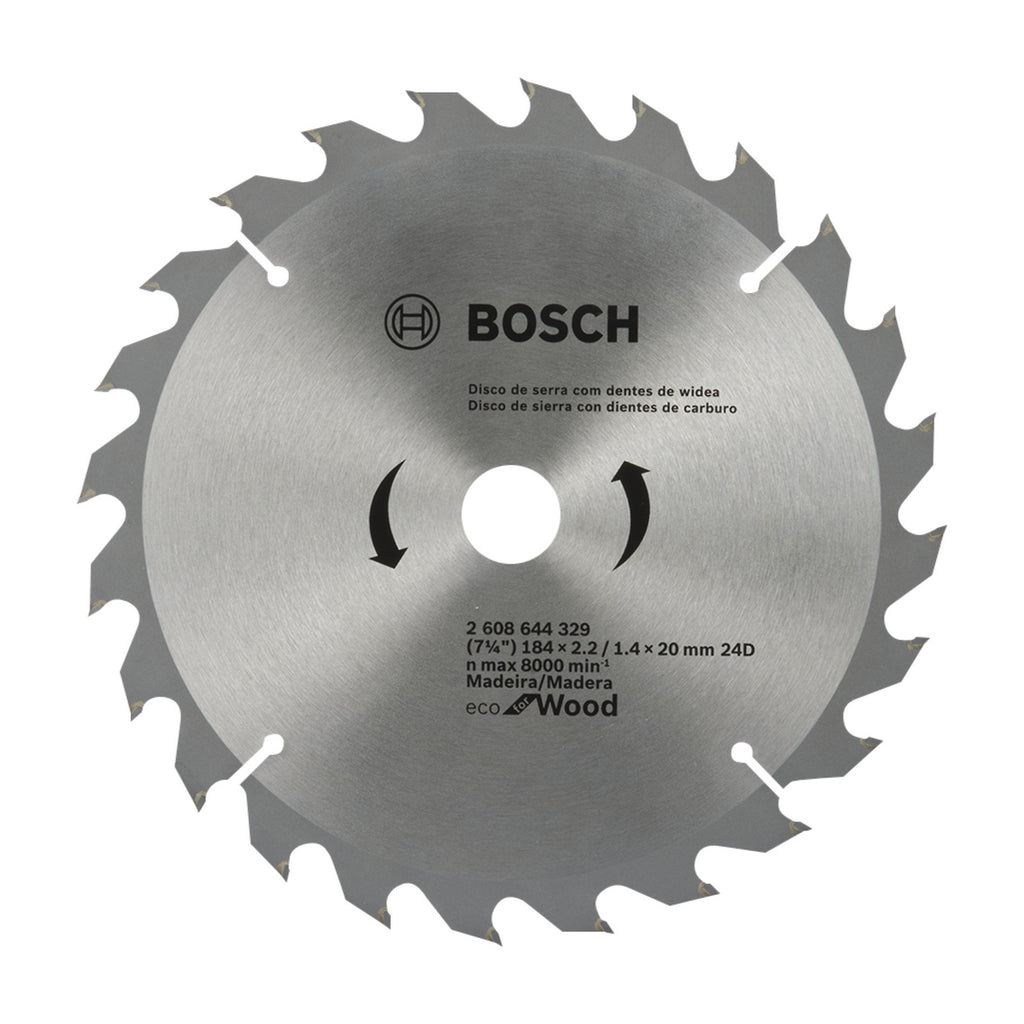 Disco de sierra circular Bosch Eco for Wood 7 1/4 pulgadas 24 dientes para madera
