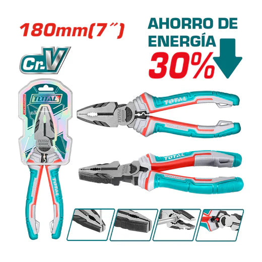 Alicate Universal 7” Cr‑V Total THT210706S – 30% Menos Esfuerzo, Profesional