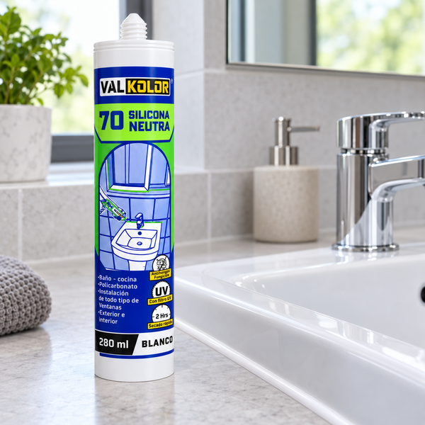 Silicona Neutra Universal Blanca Valkolor 280 ml para sellado en baño y cocina
