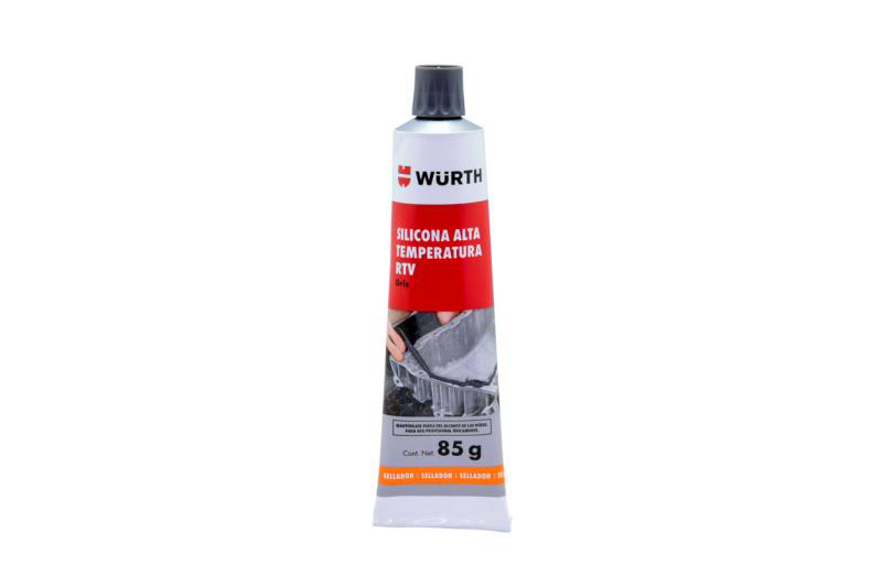 Tubo de silicona de alta temperatura RTV gris Würth de 85 g.