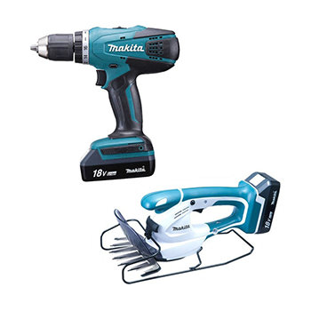 Combo Taladro DF457D + Cortadora UM167D + Accesorios